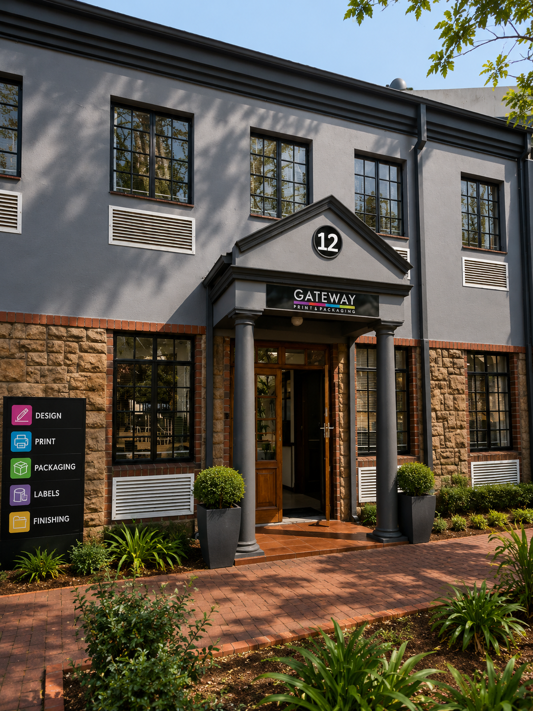 Gateway Print & Packaging building exterior at 12 Rutland Works, Edenvale, Johannesburg